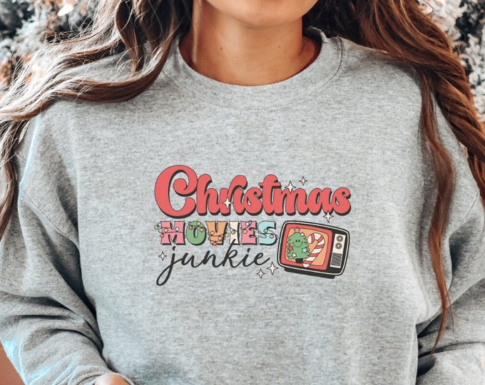 Christmas Movie Junkie sweatshirt, Retro Christmas sweatshirt, Holiday sweatshirt, DaCozies