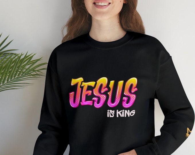 Jesus sweatshirt Christian sweatshirt graffiti sweatshirt religious sweatshirt Jesus is king