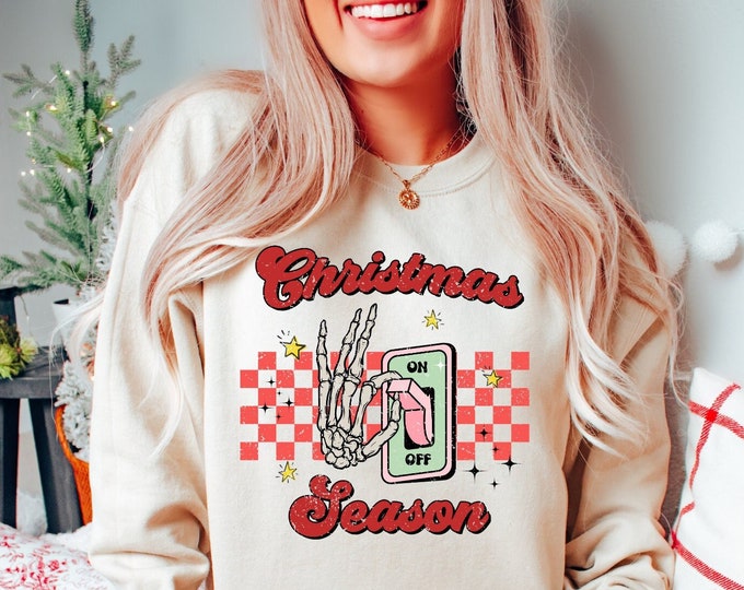 Retro Christmas sweatshirt, Skeleton hand sweatshirt, Holiday Season sweatshirt, DaCozies