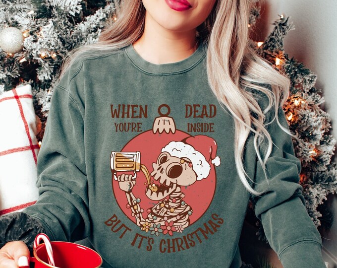 Comfort Colors Christmas sweatshirt Skeleton Christmas sweatshirt Dacozies funny Christmas sweatshirt