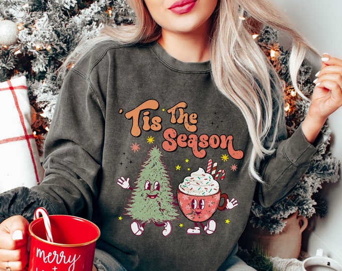 Comfort Colors tis the season Christmas sweatshirt, cute Christmas sweatshirt, Christmas sweatshirt, holiday apparel, Holiday apparel