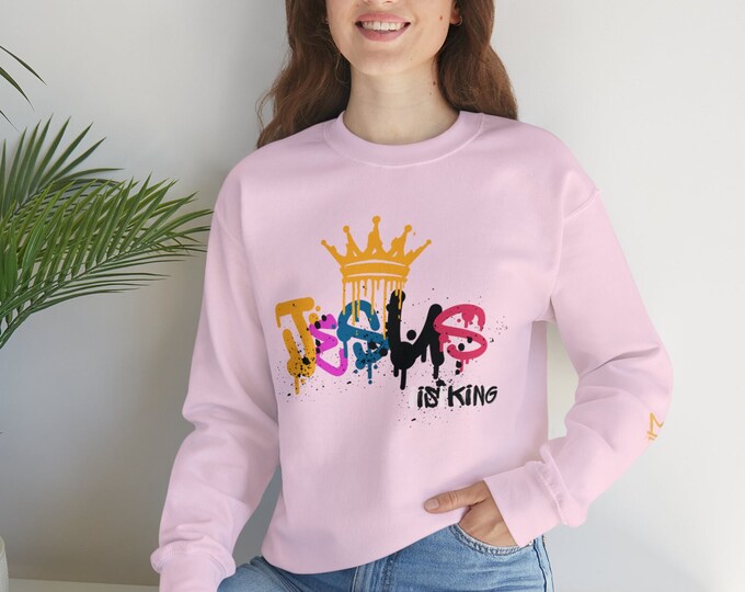 Jesus sweatshirt Christian sweatshirt graffiti sweatshirt religious sweatshirt Jesus is king