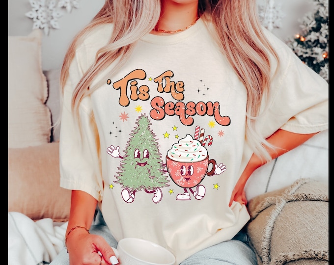 Comfort Colors tis the season Christmas t-shirt, cute Christmas tee, Christmas tee, holiday apparel, Holiday apparel