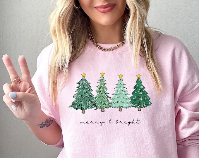 Christmas tree sweatshirt Merry Christmas tree sweatshirt Merry & bright xmas