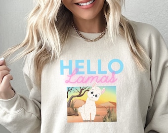 Lama sweatshirt hello lamas teacher sweatshirt preschool sweatshirt