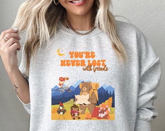 Camping sweatshirt outdoors sweatshirt friends sweatshirt never lost