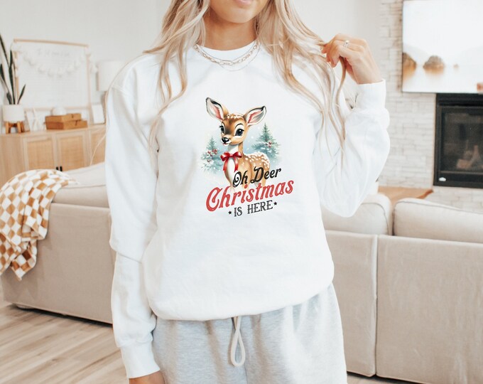 Comfort colors Christmas sweatshirt, Reindeer sweatshirt, Holiday sweatshirt, Dacozies Co.