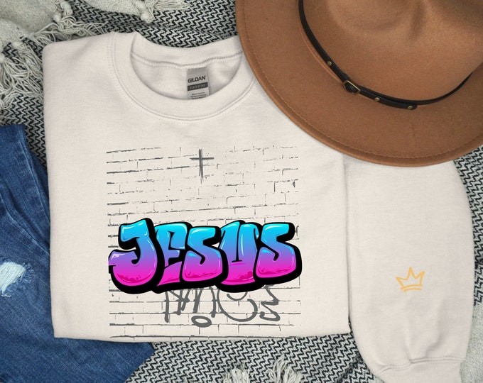 Jesus sweatshirt Christian sweatshirt graffiti sweatshirt religious sweatshirt