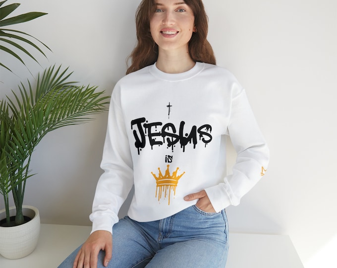 Jesus sweatshirt Christian sweatshirt graffiti sweatshirt religious sweatshirt Jesus is king