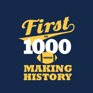 Michigan 1000 wins football fan shirt, go blue, in navy