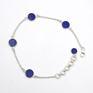 Natural Lapis Bracelet, 925 Sterling Silver Bracelet, Gemstone Adjustable Bracelet, September Month Birthstone Birthday Gift Jewelry For Her