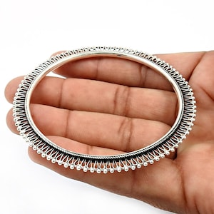 Elegant Sterling Silver Bangle – 925 Silver Dainty Handmade Bracelet – Minimalist Jewelry for Women – Everyday Wear Birthday Gift Kada