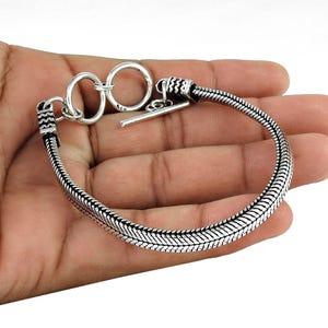 Vintage Designer 925 Sterling Silver Bracelet, Handmade Snake Chain Bracelet, Amazing Men&#39;s Bracelet, Adjustable Bracelet, For Birthday Gift
