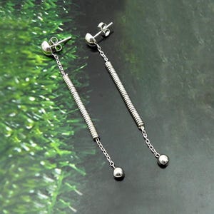 925 Sterling Silver Long Dangle Earrings, Handmade Tassel Drop Earrings, Designer Fringe Tassel Earrings, Wedding Gift, Women&#39;s Gift Jewelry