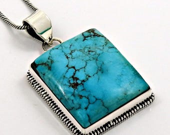 アリゾナターコイズペンダント、天然ブルージェムストーン、925