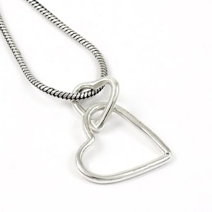 Double Heart Shape Pendant, 925 Sterling Silver Pendant, Aesthetic Pendant, Dainty Jewelry, Minimalist Pendant, Handmade Jewelry For Her