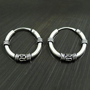 925 Sterling Silver Bali Hoop Earrings, Bali Hoops, Hoop Earrings, Hoops Ethnic Earrings, Silver Hoop Earrings, Tribal Hoops, Boho Bali Hoop