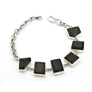 Black Sunstone Bracelet, 925 Sterling Silver Bracelet, Adjustable Chain Bracelet, Gemstone Bracelet, Handmade Jewelry, For Anniversary Gifts