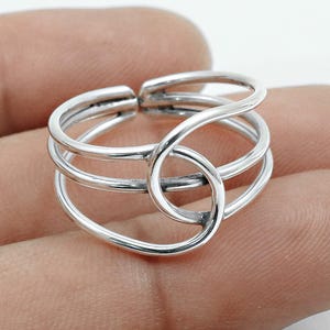 925 Sterling Silver Chunky Big Knot Ring for Woman, Thumb Ring, Unique Dainty Adjustable Weaved Ring, Silver Jewelry For Woman, Gift For Her