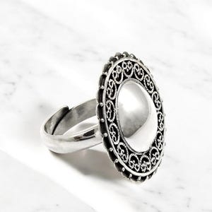Solid 925 Sterling Oxidized Silver Ring, Adjustable Ethnic Ring, Silver Handmade Boho Ring, Oxidized Ring, Gift For Her, Art Deco Jewelry