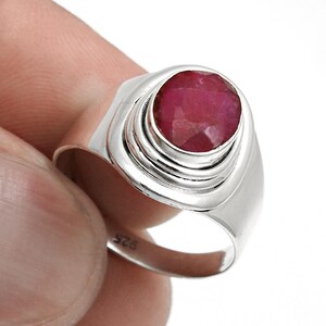 Natural Red Ruby 925 Sterling Silver Ring, Faceted Gemstone Ring, Elegant Oval Ring, July Birthstone, Handmade Jewelry, Gift For Anniversary