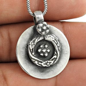 Ethnic 925 Sterling Silver Amulet Pendant, Tribal Pendant, Handmade Oxidized Silver Pendant, Delicate  Ethnic Jewelry, Pendant For Her