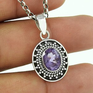 Purple Amethyst Pendant, 925 Sterling Silver Pendant, February Birthstone, Statement Pendant, Minimalist Jewelry, Pendant Gift For Her
