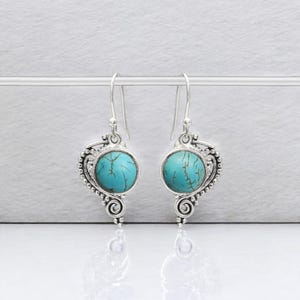 925 Sterling Silver Dangle Drop Earrings For Women Girls Natural Gemstone Cabochons Stone Earrings