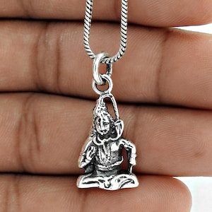 925 Sterling Silver Lord Shiva Pendant, Handcrafted Hindu Religious Jewelry, Oxidized Silver Pendant for Men and Women, Strength Pendant