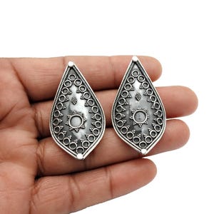 925 Sterling Silver Oxidized Earrings, Classic Indian Traditional Antique Genuine Silver Earring, Handmade Pushback Stud Earrings For Her