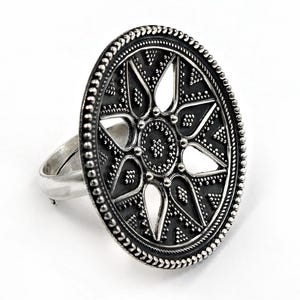 Antique Style Silver Ring, Handmade Oxidized 925 Sterling Silver Ring, Adjustable Ring For Festival Jewelry Gift For Wife, Vintage Look Ring