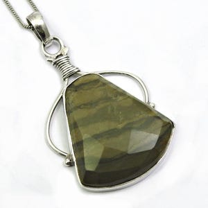 Desert Jasper Gemstone Pendant, 925 Sterling Silver Pendant, Handicraft Jewelry, Faceted Jasper, Fine Work Pendant Design, For Birthday Gift