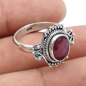 Natural Ruby Gemstone Ring, 925 Sterling Silver Handmade Ring , Red Stone Ring , July Birthstone Ring, Statement Ring, Wedding Gift For Her