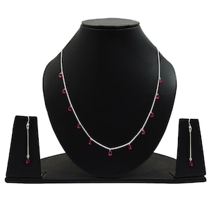 High Quality Cubic Zirconia Necklace Earring Set, Party Wear Necklace Earrings Statement Piece, Gift For Bride, Anniversary Gift For Wife