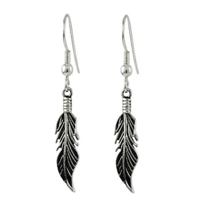 Cute Boho Feather Earrings, Sterling Silver Feather Bohemian Jewelry, Feather Jewelry, Sterling Silver Feather Jewelry Gift, Gifts for Her