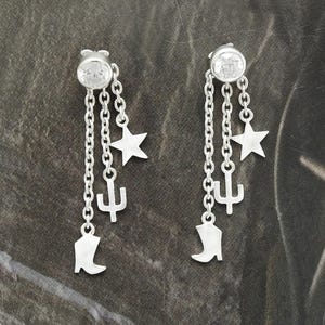 Cubic Zirconia Earrings, 925 Sterling Silver Chain Earrings, White Cz Earrings, Bridal Gift Earrings, Drop Earrings, Birthday Gift for Her