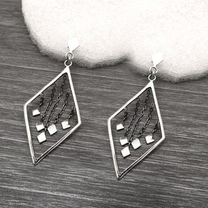 Designer Dainty Diamonds Long Dangler Drop Earrings 925 Sterling Silver Stud Earrings Feminine Earrings Best Mother's Day Gift Jewelry image 3