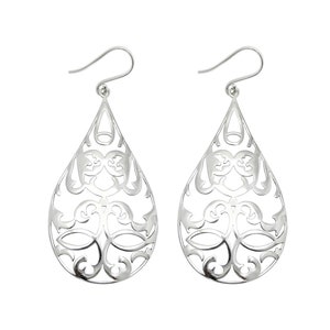 Designer Large Silver Dangler Earrings Pure 925 Sterling Silver Fancy Drop & Dangle Earrings Silver Hook Earrings Anniversary Gift Jewelry image 3