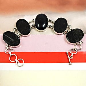 Black Tourmaline 925 Silver Bracelet, Gemstone Bracelet, Delicate Bracelet, Bracelet Gift for Women, October Birthstone, Handmade Jewelry