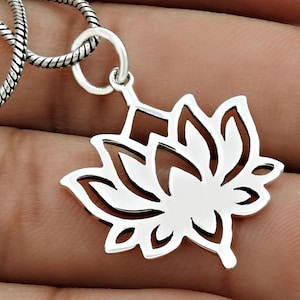 925 Sterling silver lotus flower necklace/lotus pendant necklace/lotus necklace/lotus charm/Yoga Jewelry/Meditation Pendant/Yoga Lover Gift