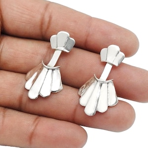 925 Sterling Silver Stud Earrings, Fanning Fans Stud Earrings, Unique Silver Earring, Designer Silver Jacket Earrings, Gift For Birthday