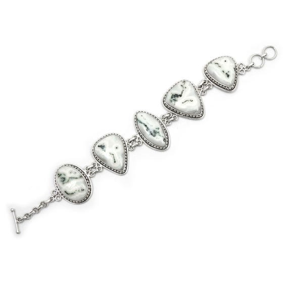 モスアゲート ジェムストーンブレスレット 925スターリングシルバー 8