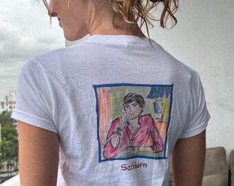 Saltburn Inspired  Shrunken Tee/ Felix Pink Shirt Illustration