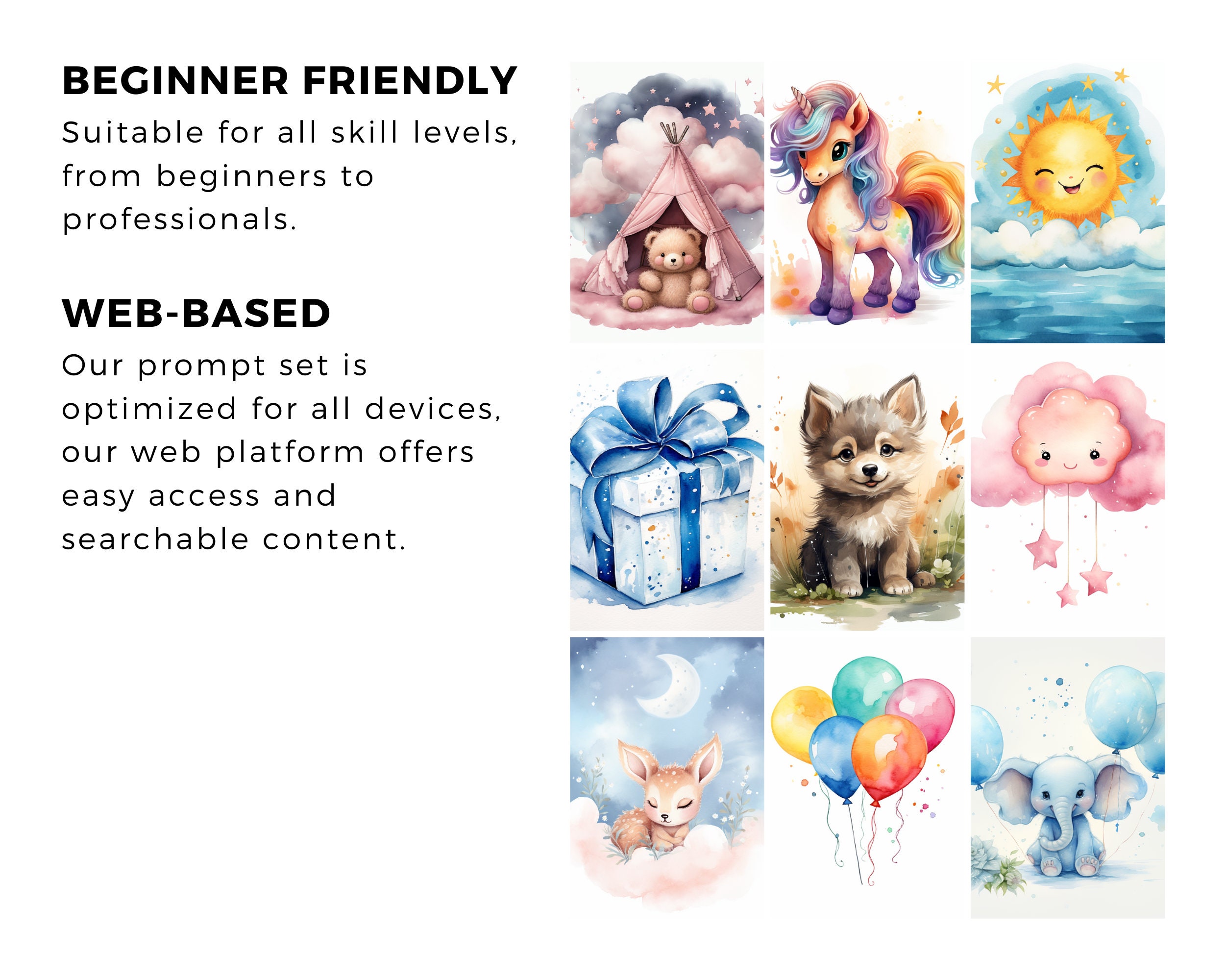 300 Watercolor Nursery Motif Prompts for Midjourney Digital Art Prompts ...