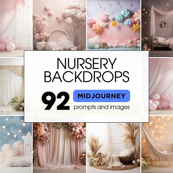 92 Nursery Backdrops Midjourney Prompts and Images | Newborn Card Background for Photoshop, Maternity Photo Shoot | Newborn Photopea