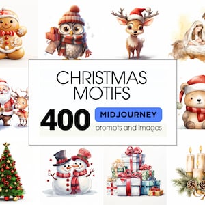 400 Midjourney Prompts zu Weihnachtsmotiven | Weihnachten Clipart | Weihnachtskarte | AI-Kunst | Midjourney AI Art | Digitale Kunst