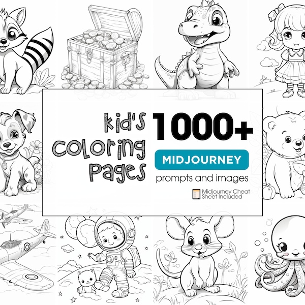 Big Coloring Book Pages Set of 1000+ Midjourney Prompts and Example Images | AI Prompts | Coloring Prompts | Coloring Book DIY Set