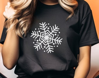 Snowflake T-shirt, Christmas Shirt, Women Holiday Shirt, Snowflake Design, Snow Tshirt, Christmas Gift Shirt, Winter Tee, Gift For Her