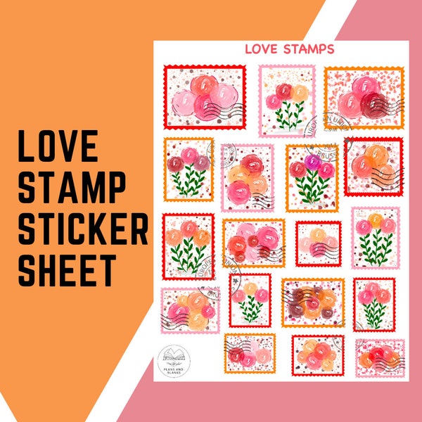 Love stamps stickers perfect for planners journals and scrapbooks