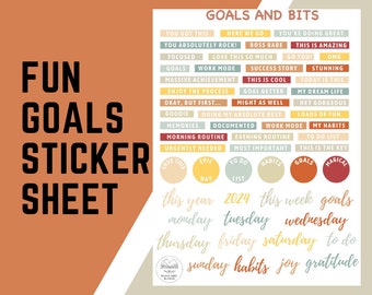 Fun goal journalling stickers perfect for planners and scrapbooks